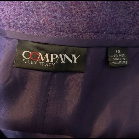 Ellen Tracy Purple Wool Mini Skirt Sz 14 - Picture 3 of 5
